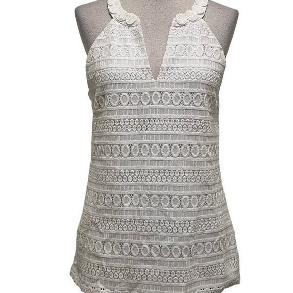 Lilly Pulitzer Womens Arya Sleeveless Lace Tank Top Resort White Medium NWT - Picture 1 of 7